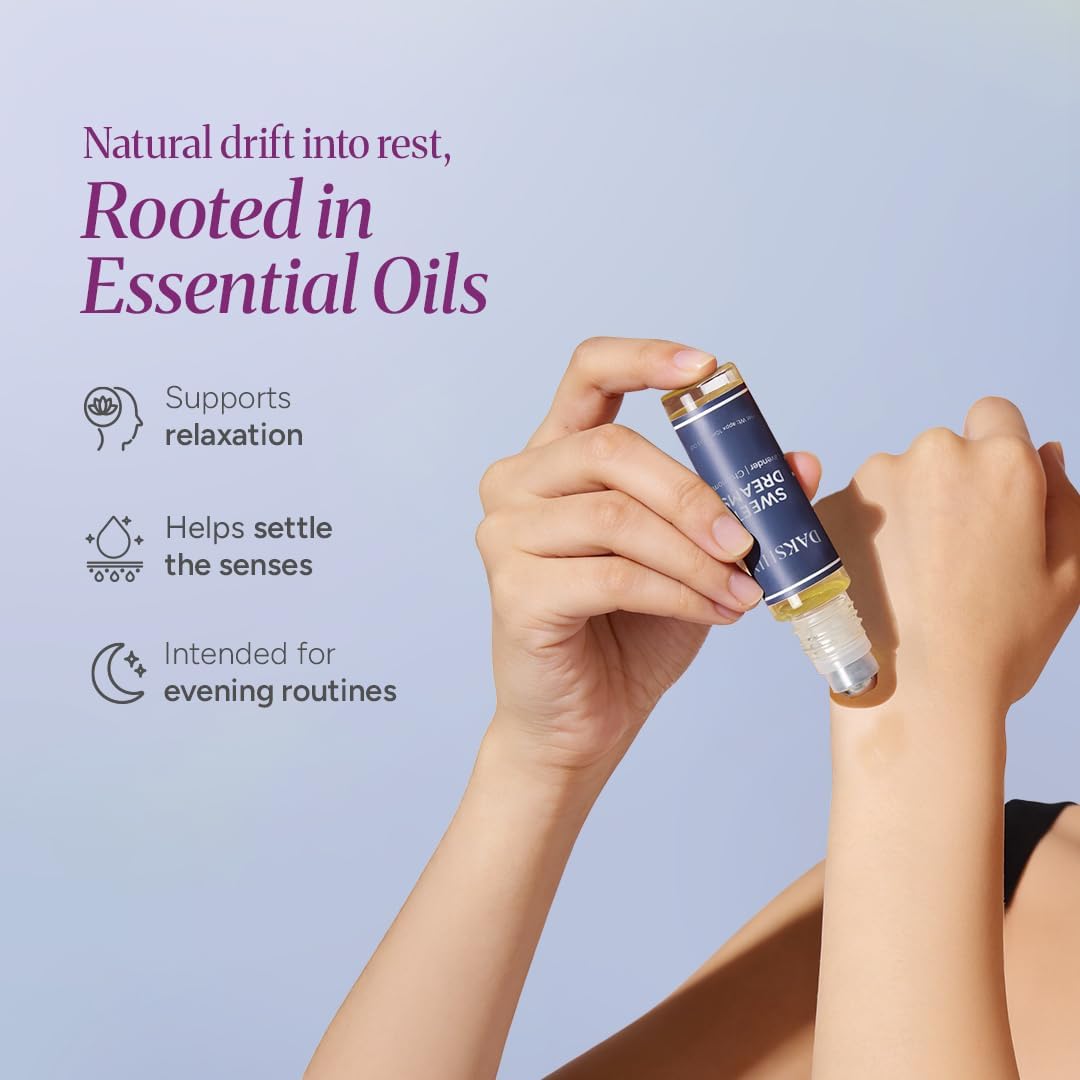 DAKSHIN Sweet Dreams Essential Oil Roll-On | Lavender, Vanilla, Chamomile & Bergamot | Naturally Calming Bedtime Aromatherapy | Cruelty-Free | 10ml