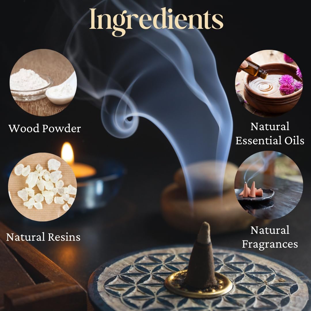 Bless International Frankincense-and-Myrrh 100%-Natural-Incense-Cones Handmade-Hand-Dipped Organic-Chemicals-Free for-Purification-Relaxation-Positivity-Yoga-Meditation The-Best-scents (20 Count)