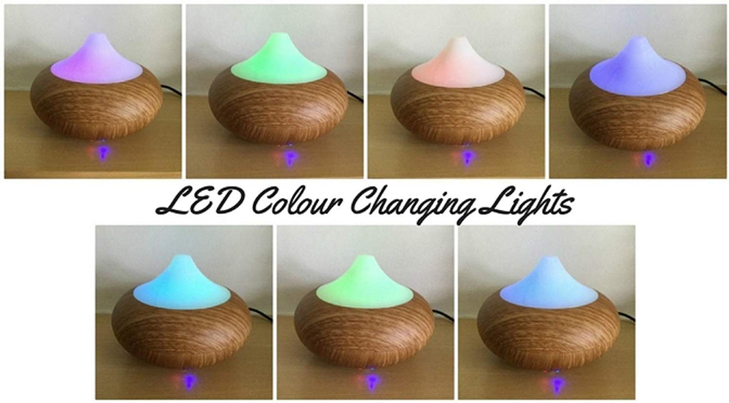 Essential Oil Diffuser, Wood Design Aromatherapy Diffuser Ultrasonic Cool Mist Humidifier with Color LED Lights Changing and Auto Shut-off for Bedroom Office Home Baby Room Yoga