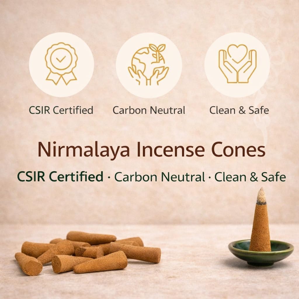Nirmalaya Premium Rose Incense Dhoop Cones with Free Stand | Charcoal-Free & Organic | Made with Recycled Temple Flowers | 25+ Min Burning Time | 60 Cones