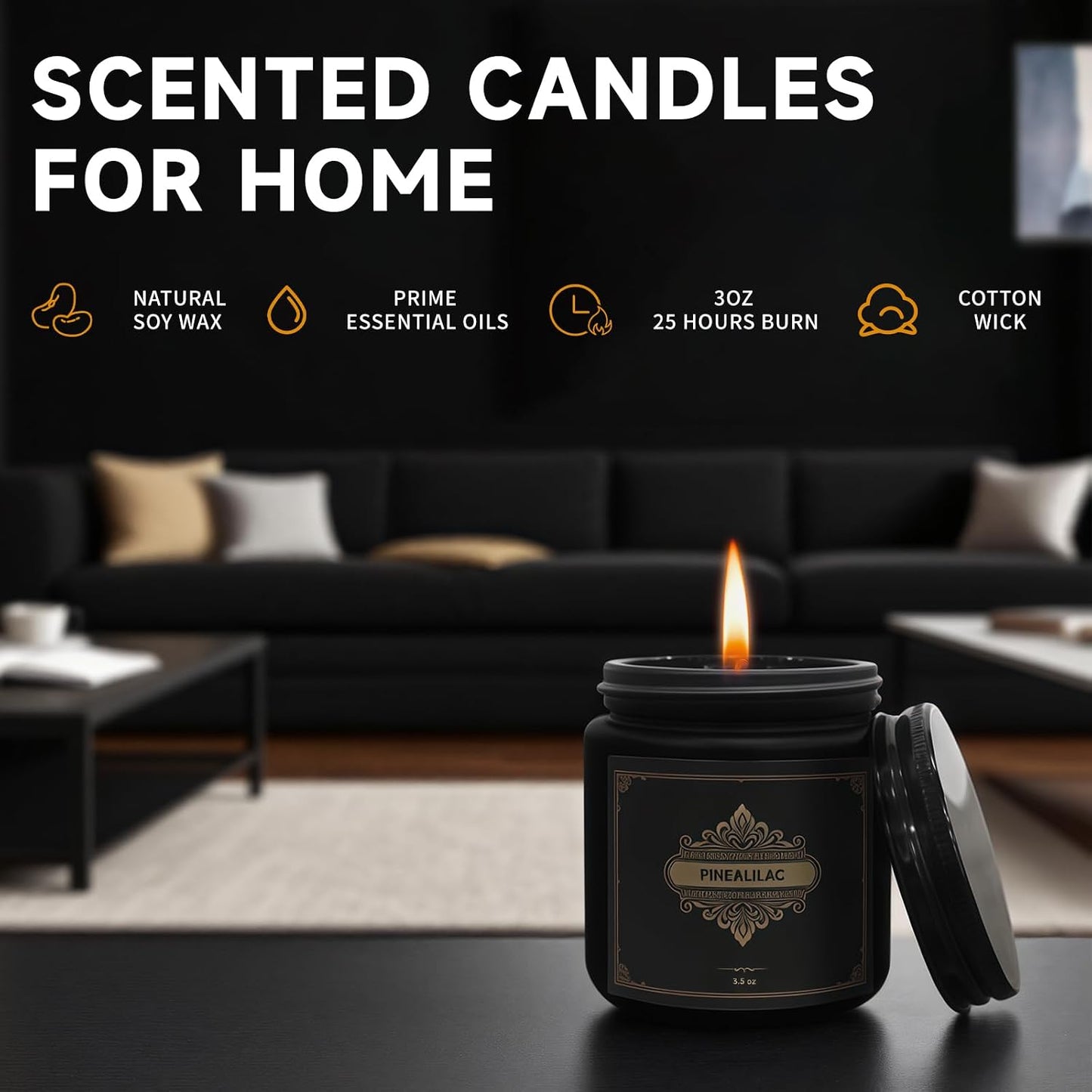 Gifts for Men,6 Pack Scented Candles for Men, Scented Candles Set Soy Candles for Home Him,Father's Day Gifts, Scents of Rosemary/Fresh Rose/Cedar Teak/Grapefruit/Rose & Pomegranate Berry/Fig