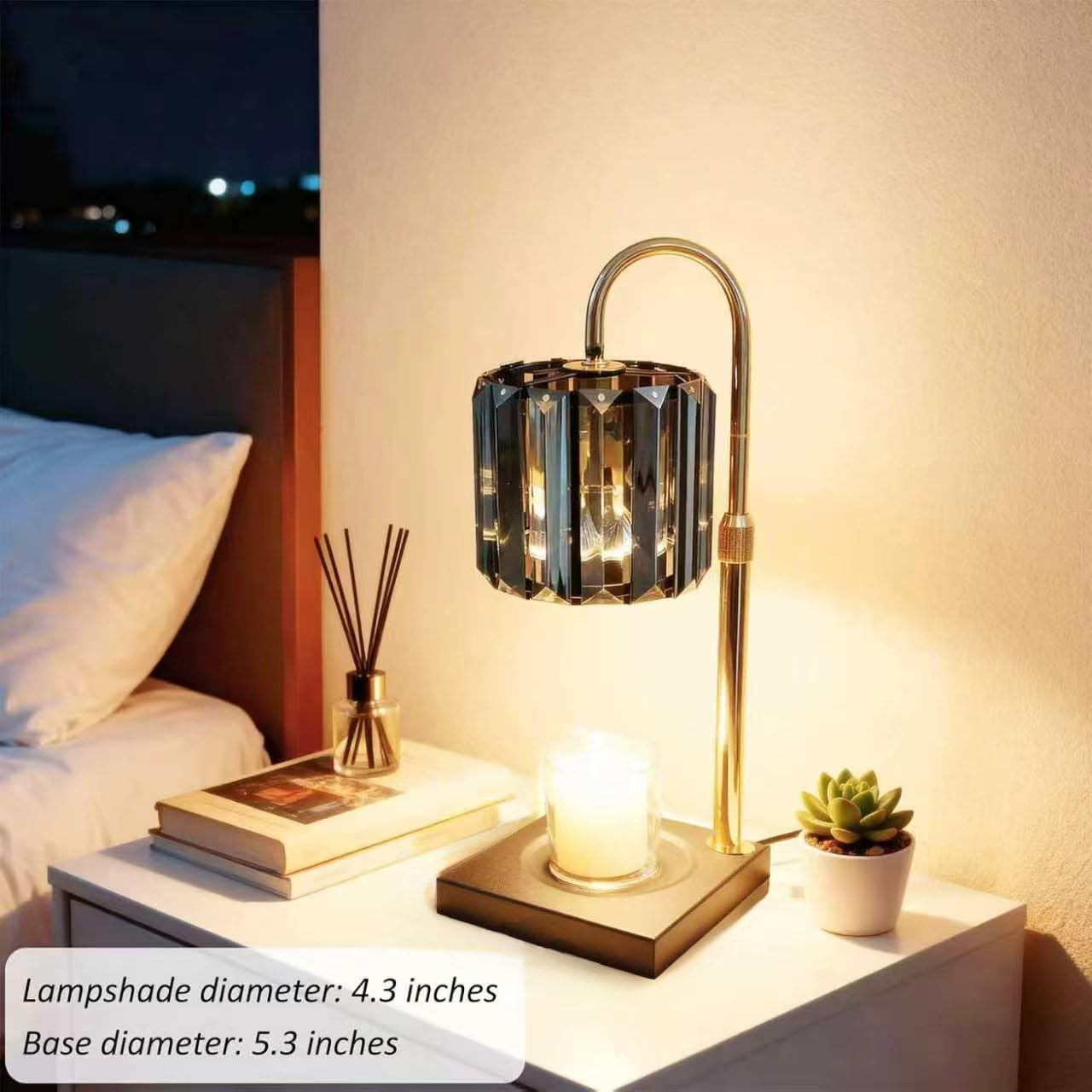 Yuichoy Candle Warmer Lamp with Timer, Dimmable Electric Candle Wamer Adjustable Height, Gifts for Women Mom, Glass Modern Candles Melter Lamp, Black