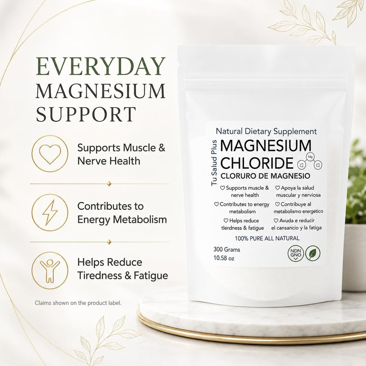 Magnesium Flakes 300g – Cloruro de Magnesio Puro, Pure Magnesium Chloride Flakes for Bath, Relaxation, Muscle &amp; Skin Care