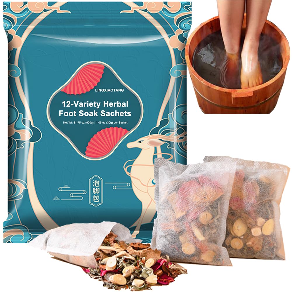 30 Bags Herbal Foot Soak Bag Set,31.74oz Herbal Foot Bath Spa Powder Kits Foot Reflexology Relax ,Mugwort,Ginger &amp; Safflower 900g