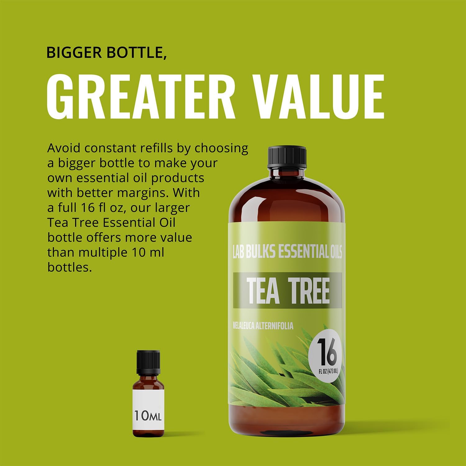 Lab Bulks Essential Oil Tea Tree Essential Oil 16 oz Big Bottle for Diffuser, Face, Hair, Aromatherapy, and Tea Tree Spray (473 ml)