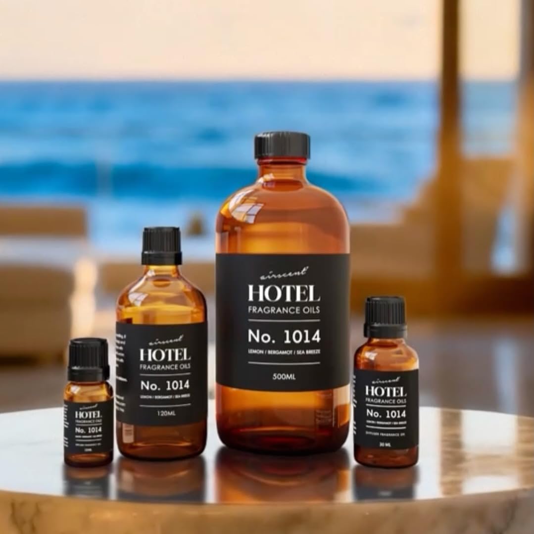 AirScent Hotel Diffuser Oil No. 1014 - The Iconic 5-Star Hotel Coastal Blend - Lemon Bergamot Sea Breeze - 500 mL Fragrance Oil for Ultrasonic and Waterless Diffusers and Crafting