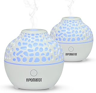 2 Pack Essential Oil Diffuser,Mini Portable Aromatherapy Diffusers,60ml Cool Mist Humidifier with USB 7 LED Light Color,Waterless Auto Shut-Off for Gift Home Office Room