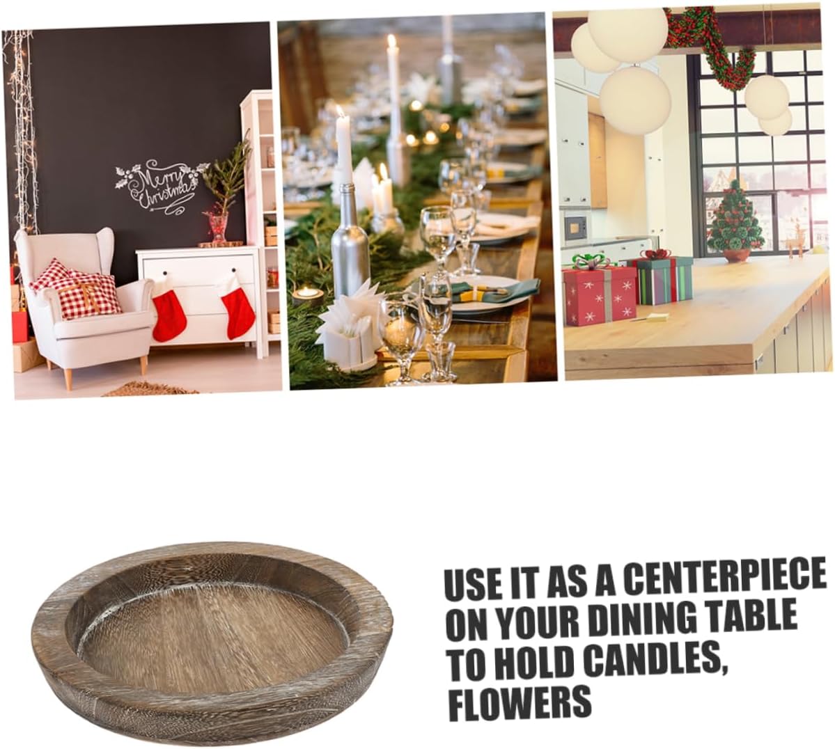 Solid Wood Candle Tray Multifunctional Round Decorative Holder Coffee Table Decor Tray