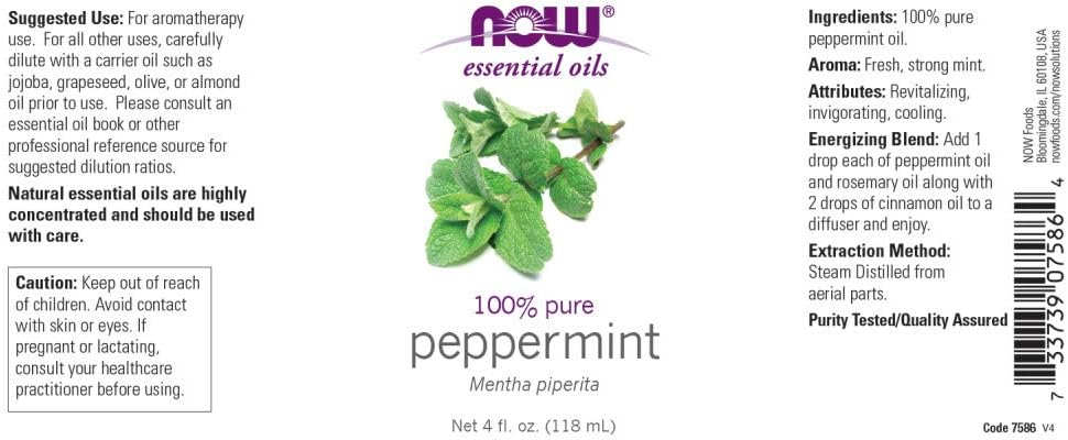 NOW Foods Peppermint Oil (Liquid), 4 oz