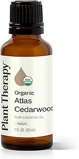 Plant Therapy Organic Atlas Cedarwood Essential Oil 30 mL (1 oz), 100% Pure, USDA Certified Organic, Undiluted, Soothing Aromatherapy for Scalp Health and Muscle Soreness