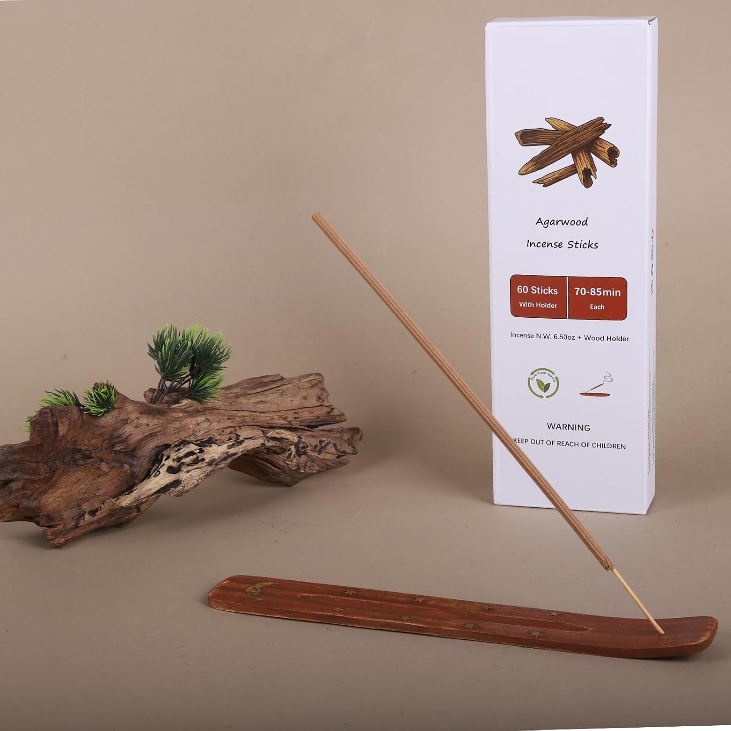 Oud Agarwood Incense Sticks with Holder Kit,Non-Toxic Joss Stick Long Lasting 85 Min,Woody Scent Jumbo Incense Sticks for Meditation,Purifying Incienso Fir Smelling,Bulk Oudh Incense Agarbatti Sticks