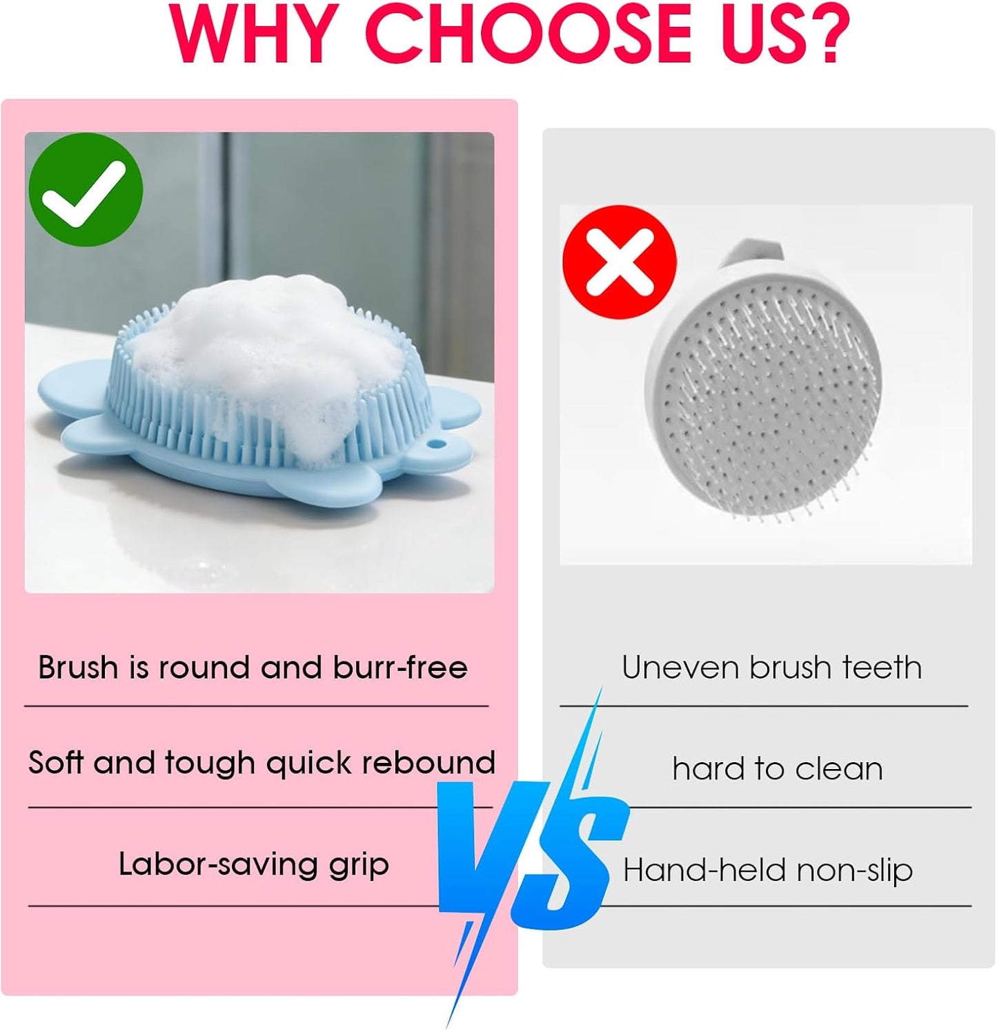 Baby Shower Brush,Kids Silicone Body and Back Exfoliating Mitt - Soft Bristles, Gentle Exfoliation, Cute Turtle Design Makes Children Love Bathing(Wathet)
