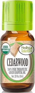 Healing Solutions Cedarwood Essential Oil 10ml (0.33 oz), Organic, Pure, Undiluted, Therapeutic Grade, for Hair, Diffuser, and Skin