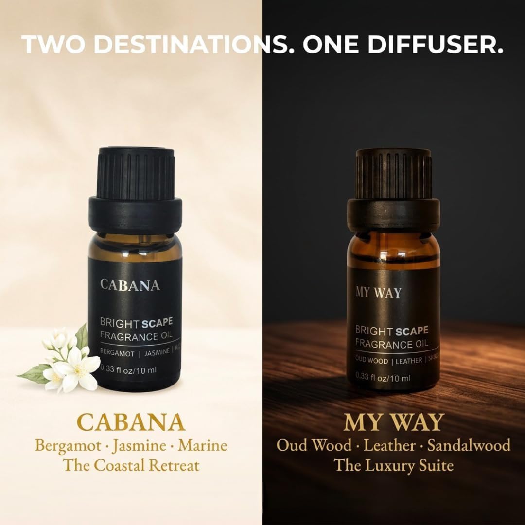 Apex Starter Set — Waterless Aromatherapy Diffuser + 2 Fragrance Oils | Cold Air Nebulizing | Cabana & My Way 0.33 fl oz | No Water No Heat | Matte Black