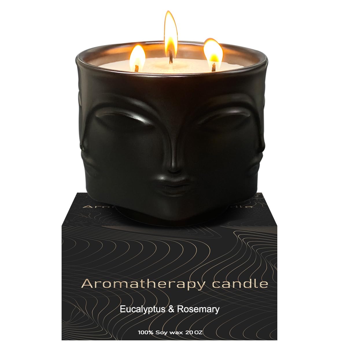 Strong Eucalyptus & Rosemary 3 Wick Black Large Candle