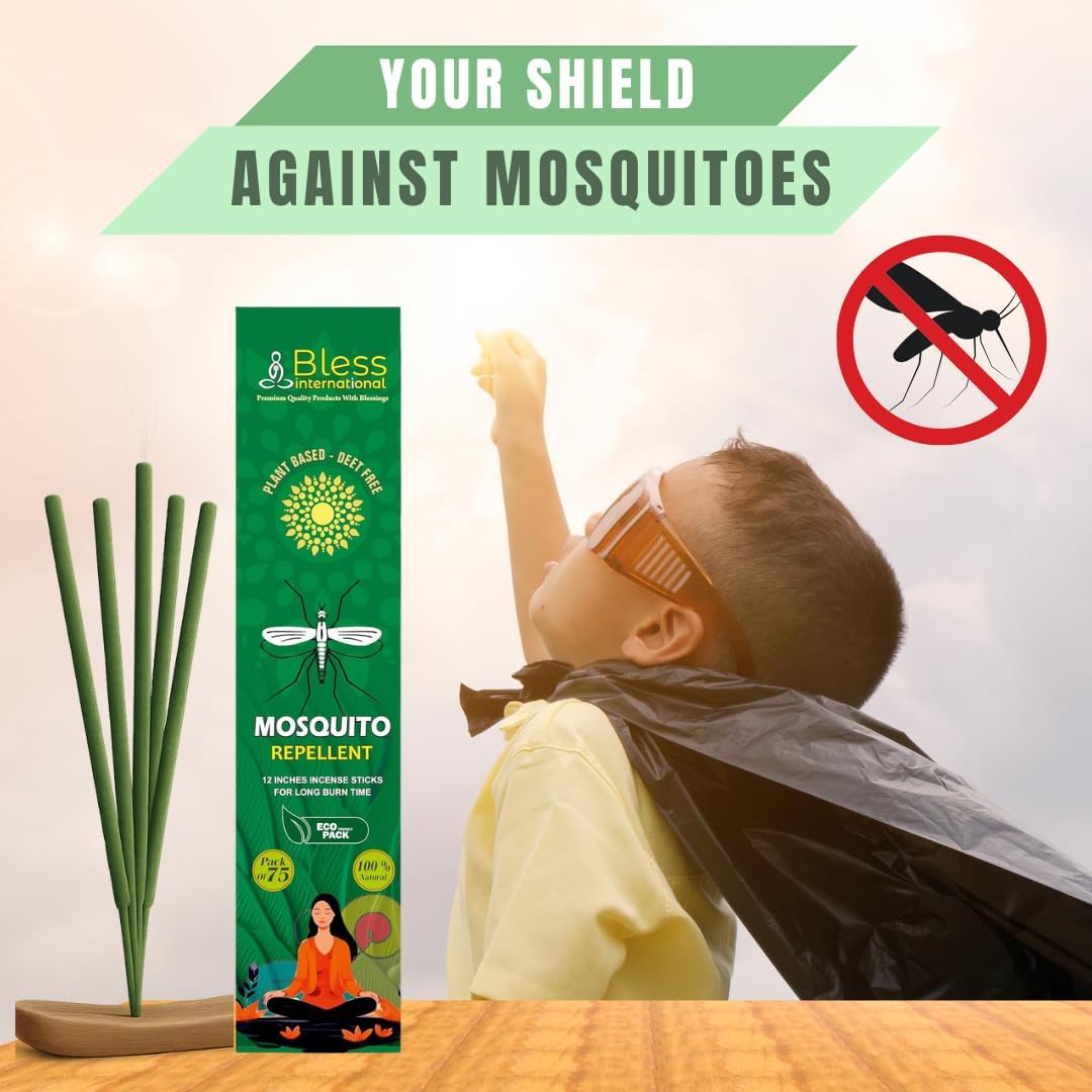 Bless-International-Mosquito-Repellent-Incense-Sticks-75-PCS Natural-Organic-Plant-Based-Lemongrass-Citronella-Rosemary-Ingredients-Pet-Safe Bug-Insect-Barrier-for-Yard-Garden-Lawn-Camping-Fishing