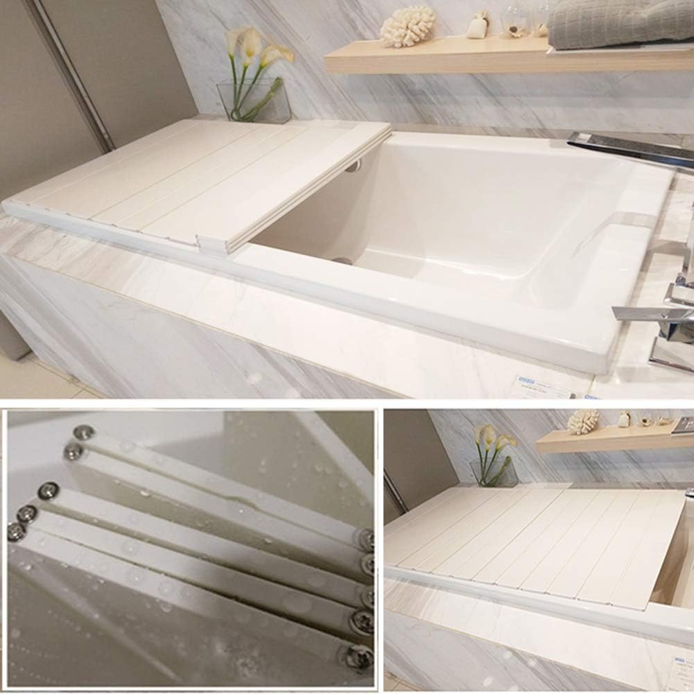 Bathtub Cover, Bathtub Insulation Board Dust-Proof Cover Folding Bathroom Trays for Soaking Tub Bubble Bath Smooth Surface and Seam, 23 Sizes (Color : White, Size : 65cmx95cmx0.6cm) (White 8