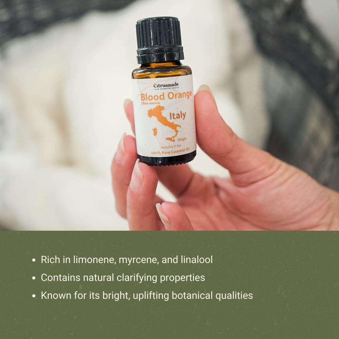 Blood Orange Essential Oil - Direct from Citrusmade in Sicily - Pure Essential Oil for Diffusers and Aromatherapy - Natural Citrus Scent | 100% Pure Therapeutic Grade (15ml)
