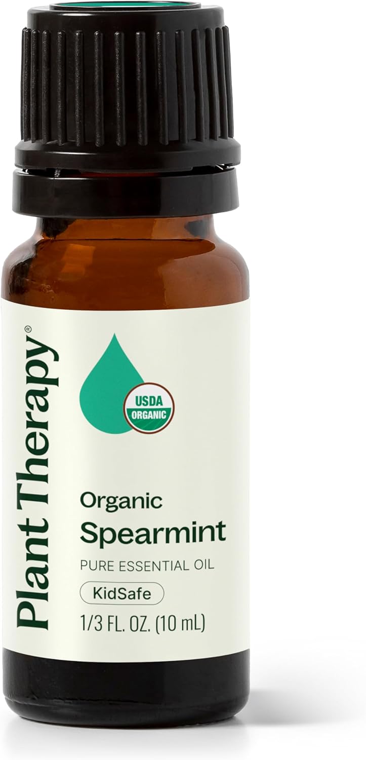 Plant Therapy USDA Certified Organic Spearmint Essential Oil 10 mL (1/3 oz) 100% Pure, Undiluted, Digestive Health, Fresh Scent