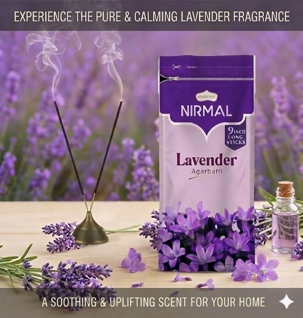 Shubhkart Nirmal Lavender Incense Sticks - Pack of 2 Incense, 200 Sticks Premium Lavender Fragnance | Aromatherapy Incense for Air Purifier, Mind & Spirit, Calmness
