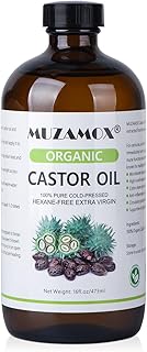 Castor Oil Organic Cold Pressed Unrefined Glass Bottle, 100% Pure and Hexane Free, Ideal for Castor Oil Pack, Skin Care, and Hair Growth, 16 Fl Oz