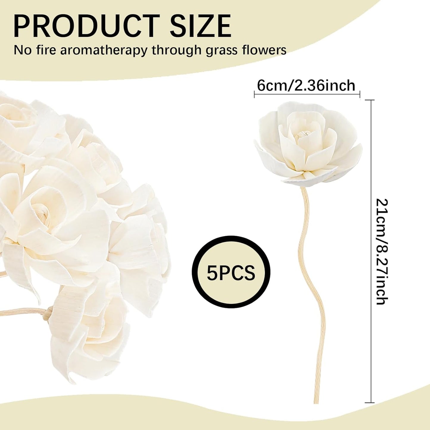 5 Pcs Flower Scent Diffuser, Natural Flower Scent Placement Filled Scent Oil Diffuser Sticks with Cord for Home Bathroom, Office (Camellia-1)