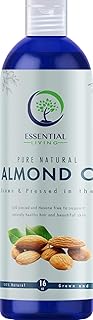 Essential Living: Sweet Almond Oil - Pure Carrier Oil for All-Natural Skin Care, Moisturizer, Makeup Remover, Oil Cleansing and More - 16OZ - Cold Pressed - No Hexane - Made in the USA