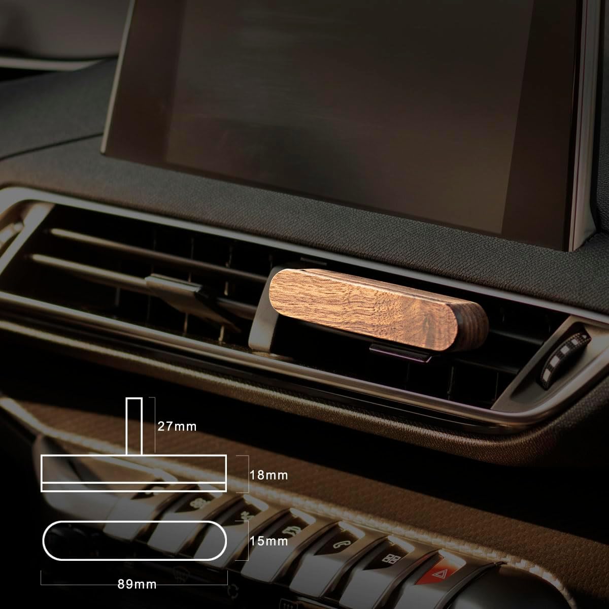 1-Pack Car Diffuser Vent Clip,Non-Electric Essential Oil Air Freshener, Refillable Walnut Wood Design, Interior Car Vent Diffuser Clips, Automotive Decoration Accessories (No Essential Oils)