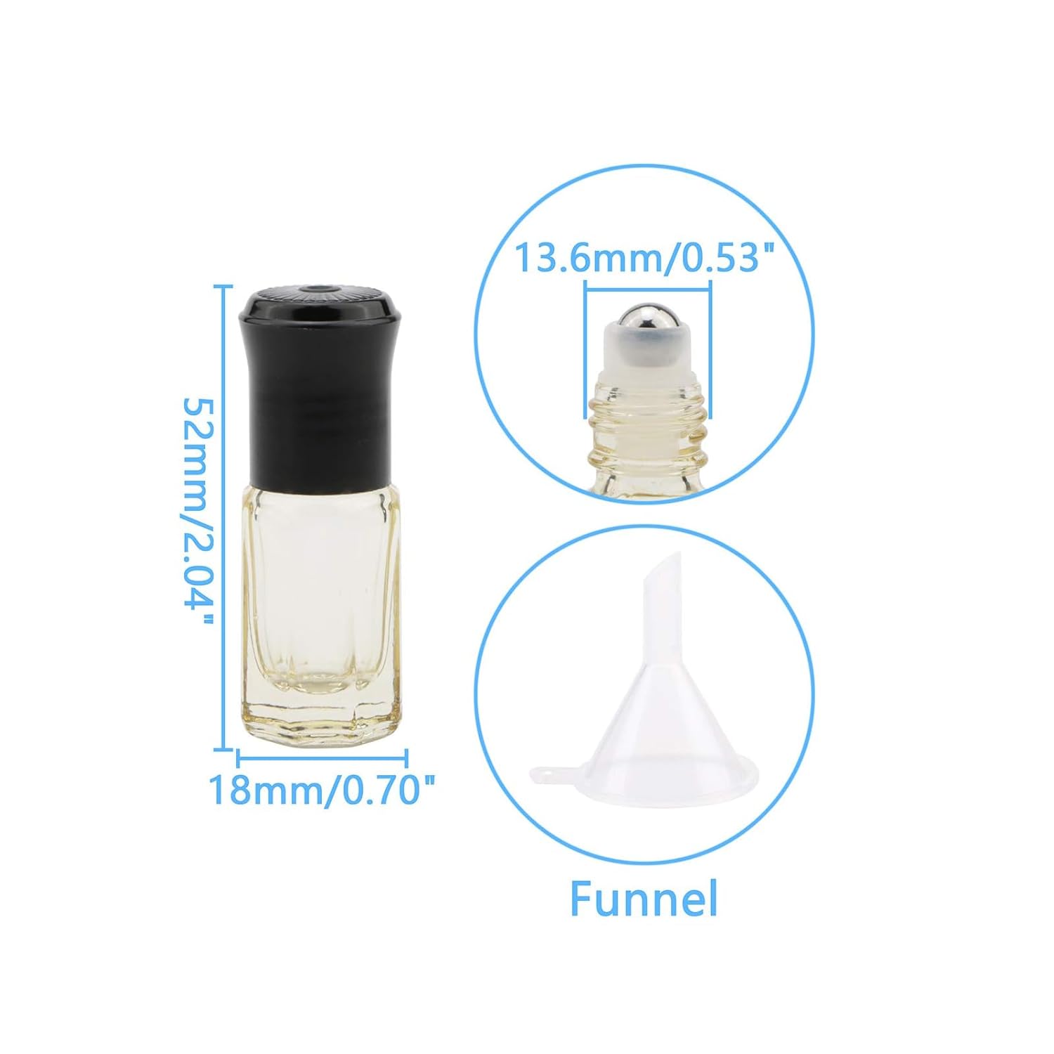 Essential Oil Roller Bottles, 8Pcs 3ml Roll-on Vials with Funnel, Mini Glass Massage Containers for Perfume Lip Balms Aromatherapy, Bright Yellow