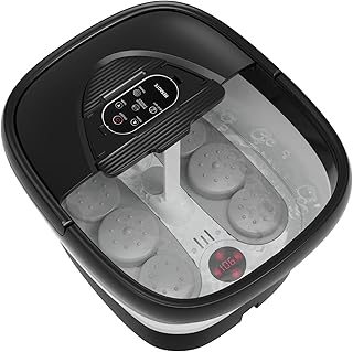 Collapsible Foot Spa with Heat and Remote, Heated Foot Bath Massager with Timer, and 24 Motorized Shiatsu Massage Balls, Foot Soaking Tub Supports Hot/Cold Water Soaking