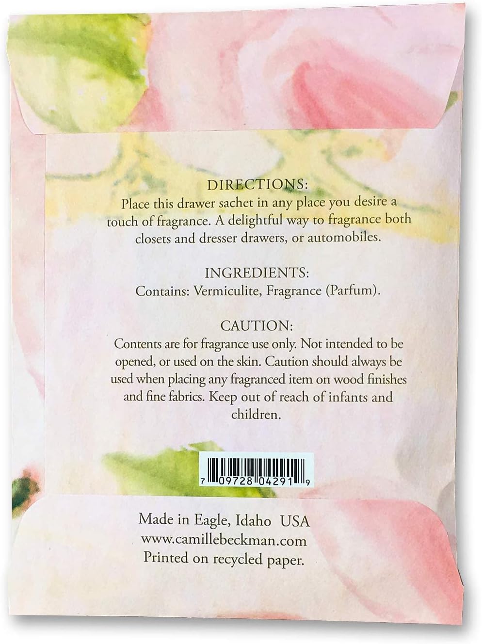Camille Beckman Premium Fragrant Drawer Sachet, Camille, 0.3 Ounce