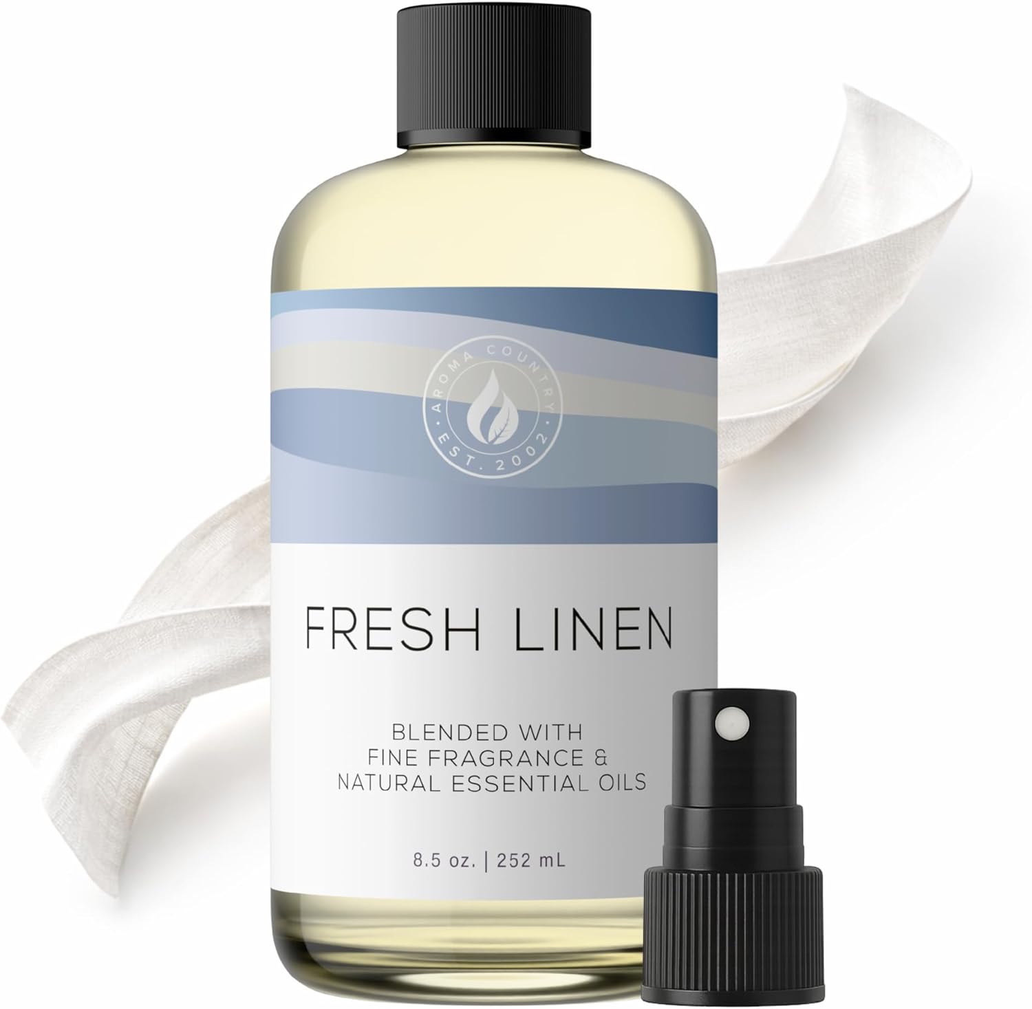 AROMA COUNTRY Fresh Linen Diffuser Oil - Luxury Essential Oils for Diffuser Refill & Air Freshener Room Spray, Long-Lasting, Natural Home Fragrance & Hotel Scent for Diffusers & Machines (8.5 Fl oz.)
