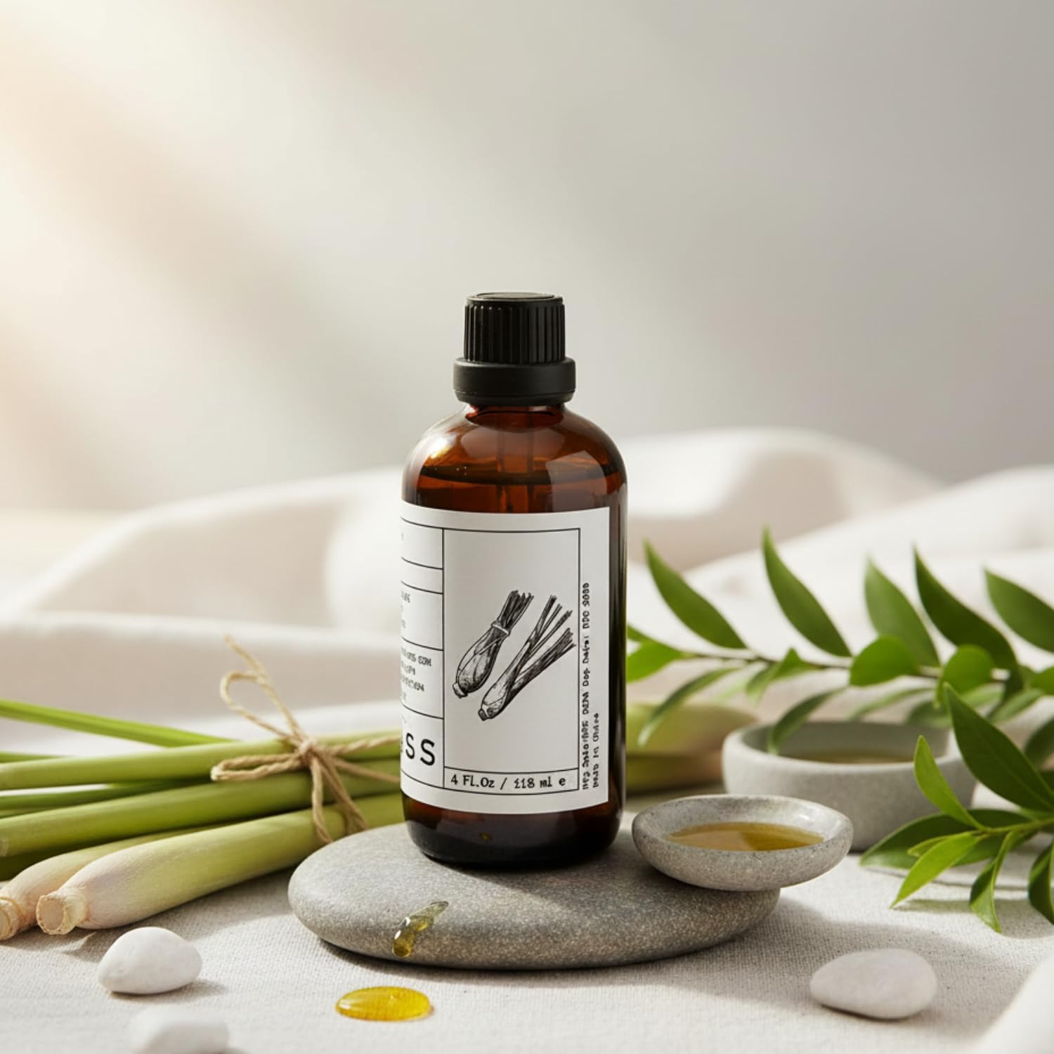 Lemongrass Essential Oil 4 Fl Oz | 100% Pure & Natural Oil with Glass Dropper | Steam-Distilled for Diffusers, Aromatherapy, Skin & Hair Care