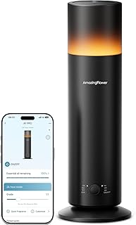 Waterless Essential Oil Diffuser, Smart Scent Diffuser with Nightlight, Smart Schedules, Up to 1100 sq ft, App Control Cold Air Scent Diffuser Oil Machine for Home Large Room and Commercial Use, Black