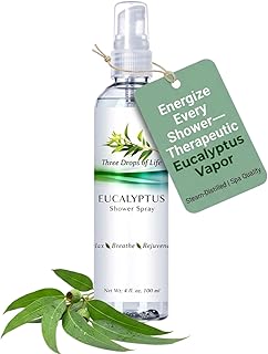 Three Drops of Life Eucalyptus Shower Spray, Premium Essential Oil Mist, Spa Quality for Strong Refreshing Scent, Home, Office and Bath (Eucalyptus Spray for Shower, 4oz)