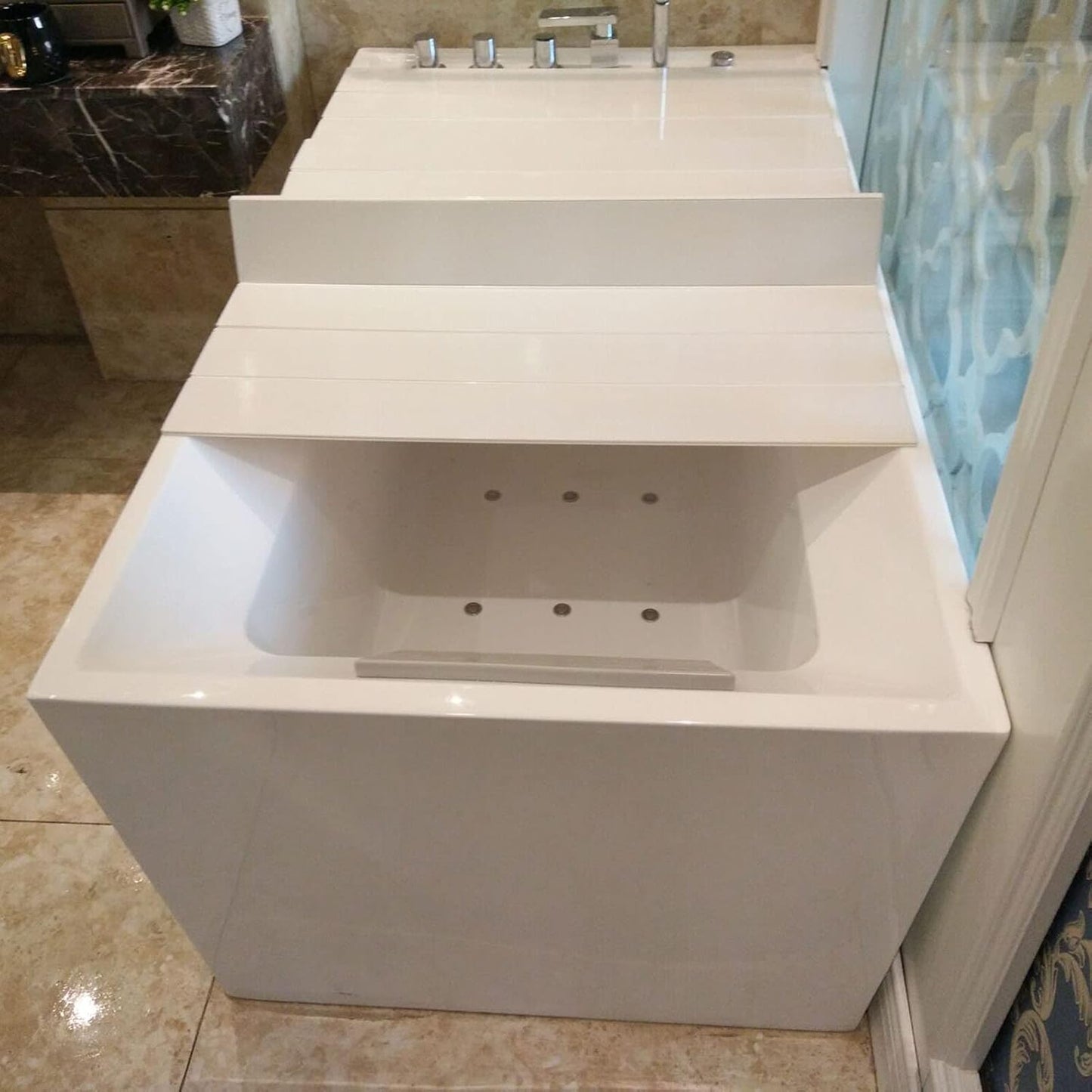 Bath Trays Bathtub Tray Bathroom Shelf Anti-dust Folding Dust Board Bathtub Insulation Cover Bathtub Caddy Bridge Shelf with Book or Tablet Stand (80x160cm)