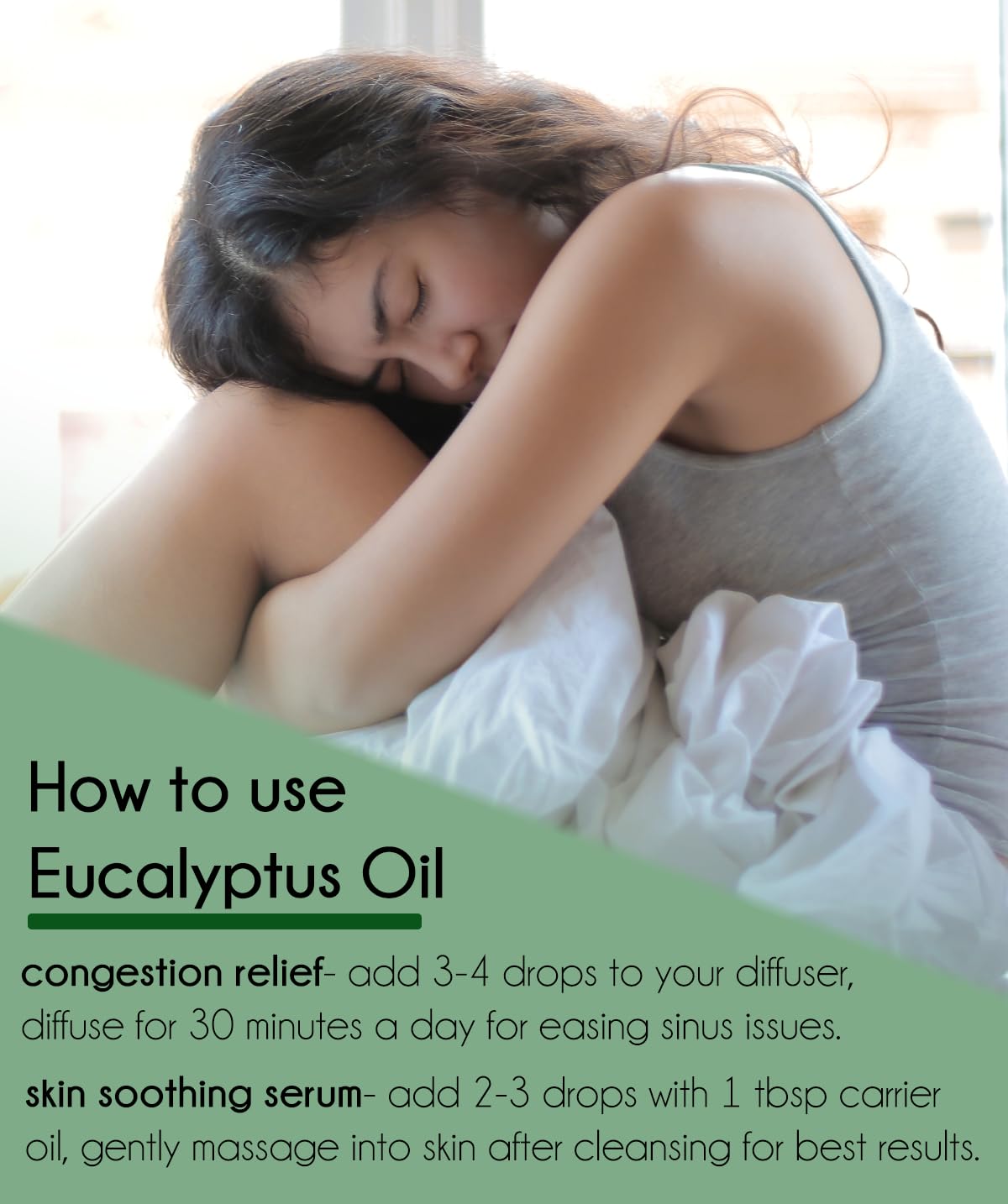 GreenHealth Eucalyptus Essential Oil – 15 ml (0.5 fl oz) – 100% Pure & Natural – Therapeutic Grade Aromatherapy Oil – Amber Glass Bottle with Euro Dropper – for Diffuser, Cleaning, Home Use