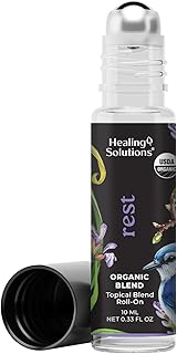 Healing Solutions - Organic Rest Blend Essential Oil Roll on Perfume, Calm, Sleep, Essential Oil Roller, Body Oil, Aromatherapy USDA Certified - 10ml