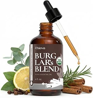 THIEVA Burglar’s Blend Essential Oil 4 oz – USDA Organic Pure Oil Blend for DIY Household Cleaning Seasonal Home Wellness and Diffuser Aromatherapy