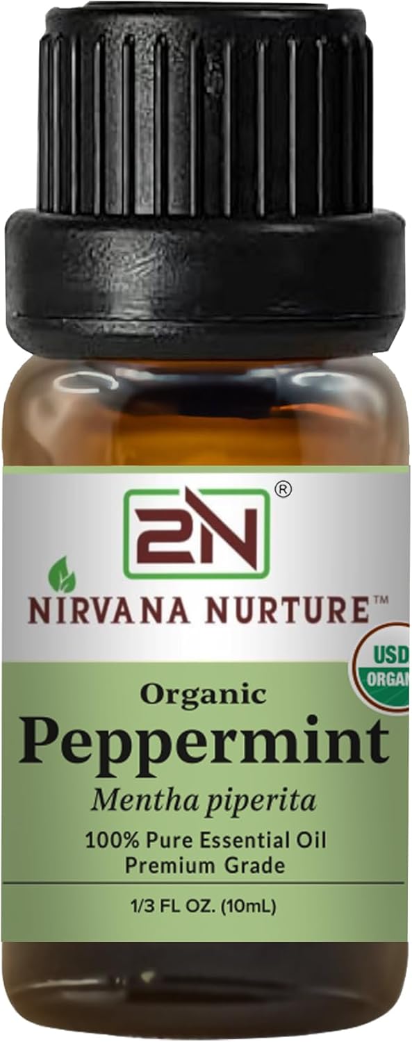 Peppermint Essential Oil, USDA Certified Organic, 100% Pure Undiluted, Aromatherapy Oil for Diffuser, Hair & Skin Care
