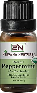 Peppermint Essential Oil, USDA Certified Organic, 100% Pure Undiluted, Aromatherapy Oil for Diffuser, Hair & Skin Care