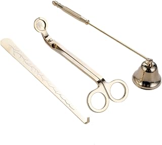 MUXSAM 3 in 1 Candle Tools Candle Accessory Set - Candle Snuffer, Candle Wick Trimmer, Candle Wick Dipper - Candle Cutter Candle Maintenance Kit Gift for Candle Lover(Gold)
