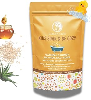 Oatmeal Honey Kids Bath Salts - Organic Bath Soak for Baby Essentials, Natural Bath Salt, Soothing & Gentle Skin Care for Babies, Toddlers, and Children - 24oz.
