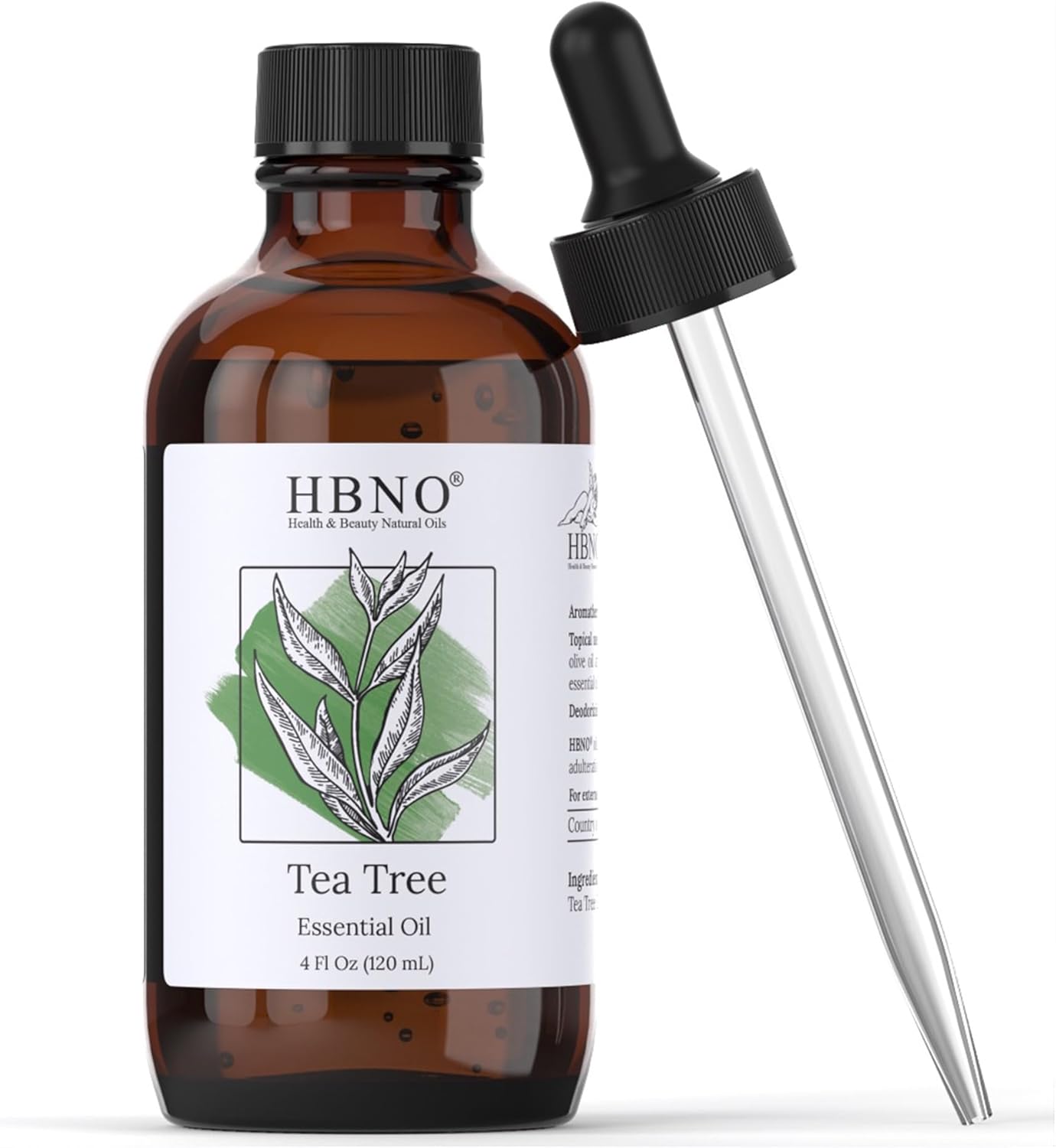 HBNO Tea Tree Oil for Skin 4oz (120 ml) - Bring Refreshing Aroma of Tea Trea Essential Oil - Perfect for Skin Therapy