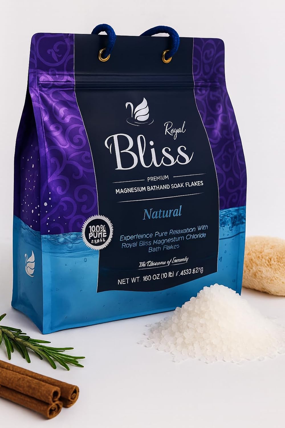 Royal Bliss Magnesium Bath & Foot Soak | Salt Flake 10 LB (160 OZ)