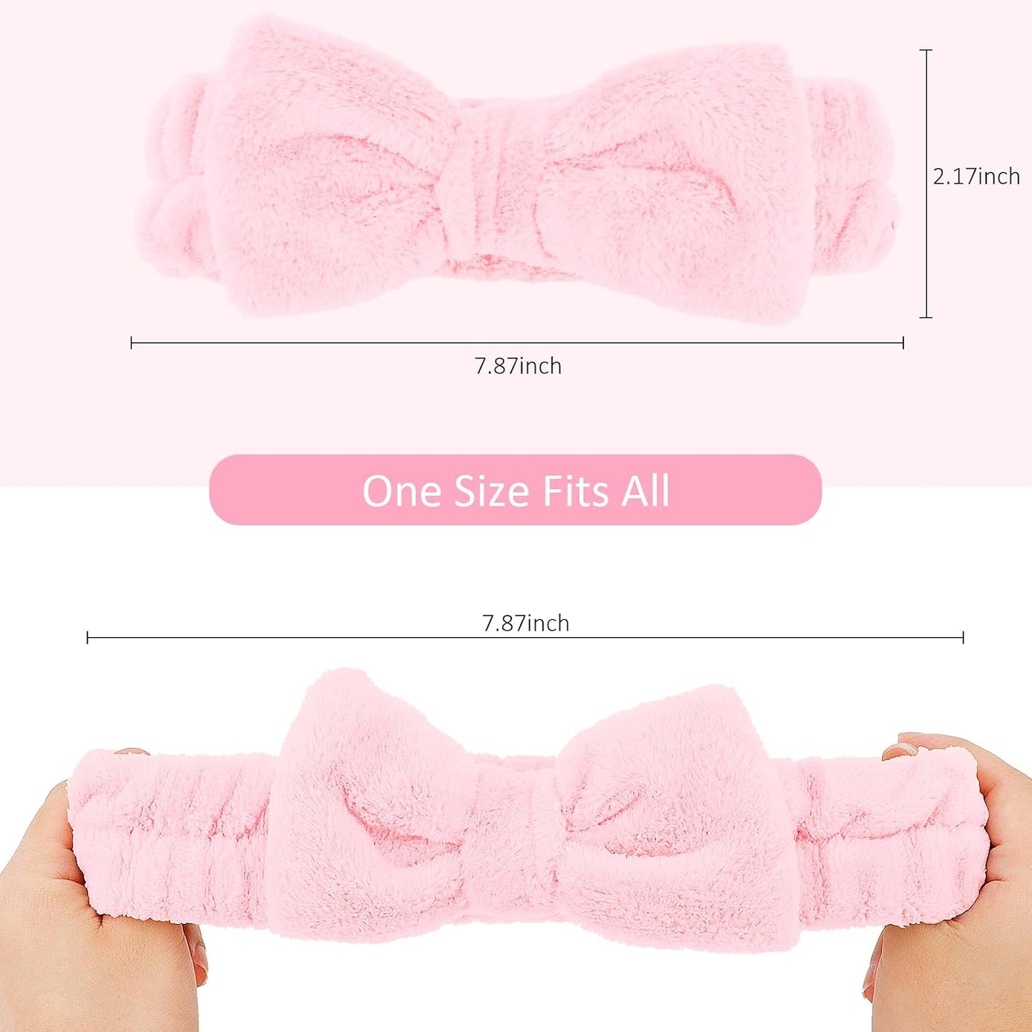 10 Pack Cute Pink Skincare Headbands for Women Girls, Soft Microfiber Spa Headband for Washing Face, Bulk Valentine’s Day Party Favor & Gift Set