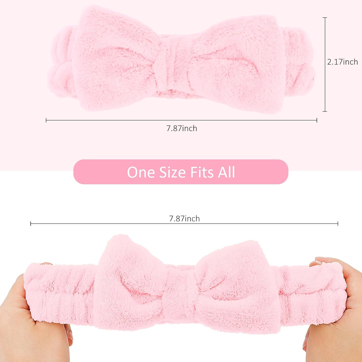 10 Pack Cute Pink Skincare Headbands for Women Girls, Soft Microfiber Spa Headband for Washing Face, Bulk Valentine’s Day Party Favor & Gift Set