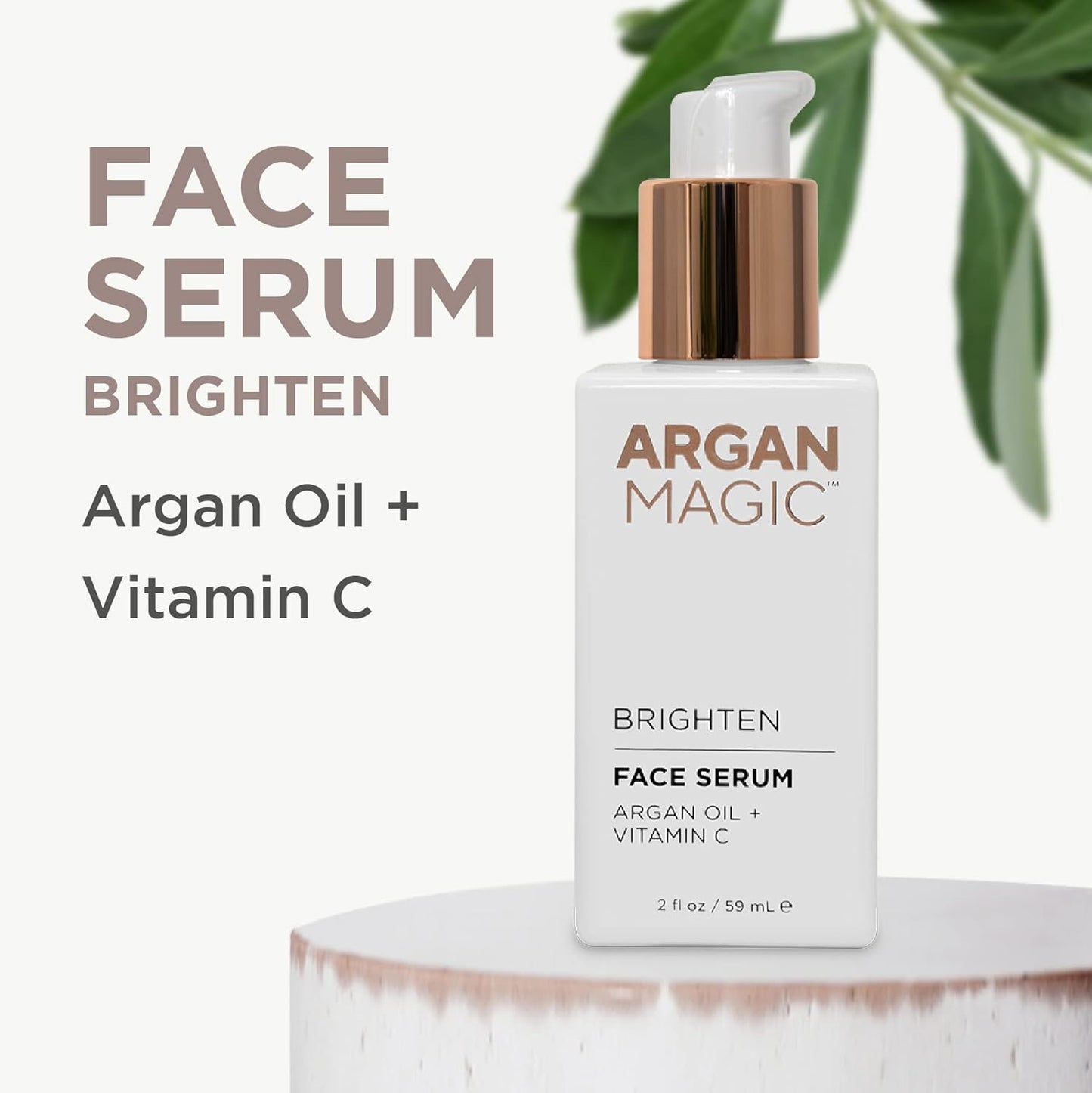 Argan Magic Brighten Face Serum with Vitamin C & Argan Oil - Hydrating & Brightening Formula | Reduce Dark Spots, Fine Lines, & Wrinkles (2 oz)
