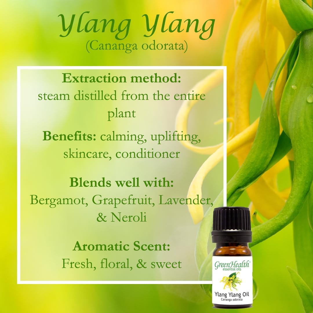 Ylang Ylang Essential Oil – 8 fl oz (237 ml) Aluminum Bottle w/Plug Cap – 100% Pure Essential Oil – GreenHealth