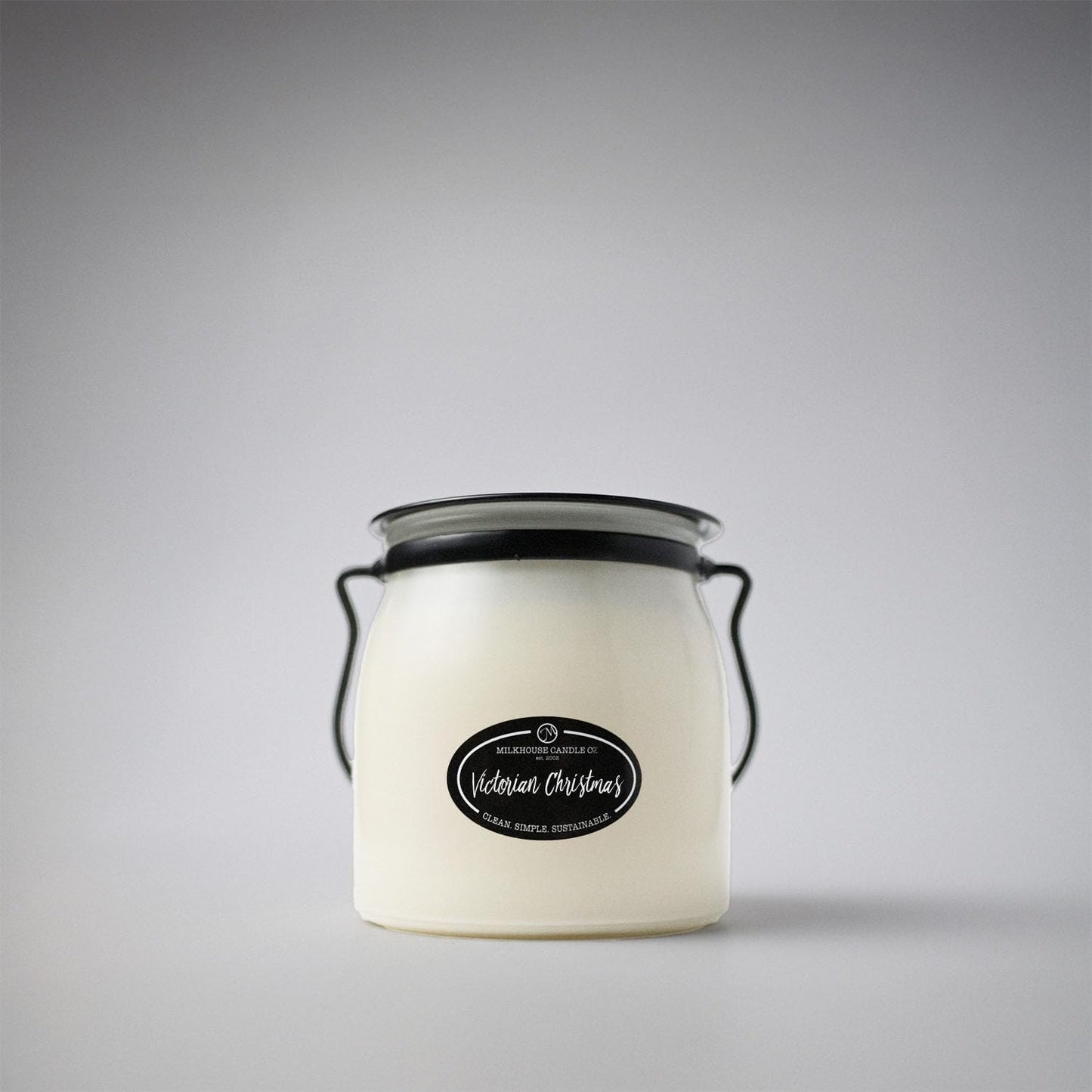 Milkhouse Candle Company Victorian Christmas Soy Candle - Pine | Holiday Spices | Eucalyptus Scented - 16 oz Butter Jar with Lid, 65+ Hour Burn Time, Made in the USA